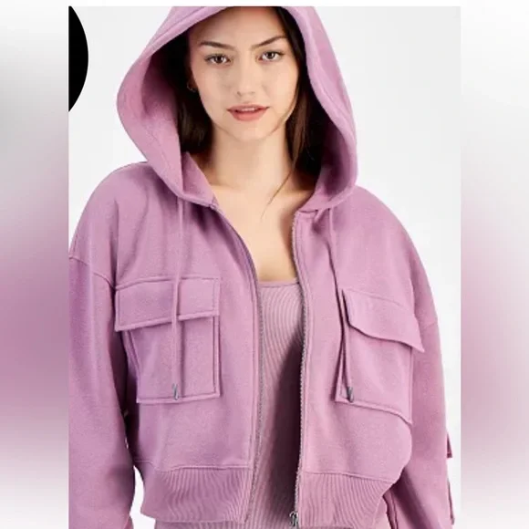 New 2PC Set Hippie Rose Junior Fleece Cargo Sweatshirt Sweatpants Size XS - Picture 9 of 10